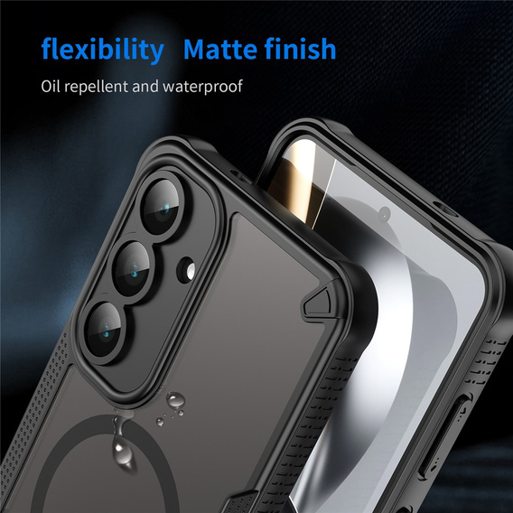 Pancierované puzdro pre Samsung Galaxy S25 FE, pre MagSafe, matné čierne