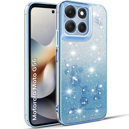 Puzdro pre Motorola Moto G56 5G, Glitter Flower, modré