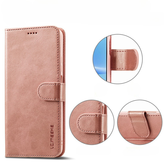 Klapkové puzdro pre Oppo A17, LC.IMEEKE, ružové rose gold
