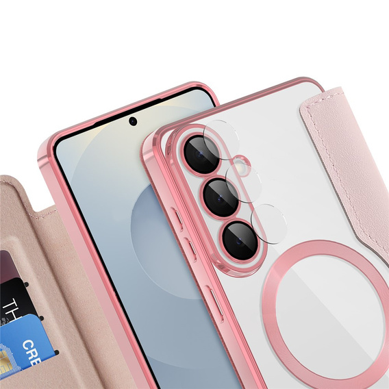 RFID peňaženka MagSafe Flip Case s ochranou fotoaparátu pre Samsung Galaxy S26 Plus, ružová