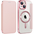 Klapkové puzdro pre iPhone 15, RFID Wallet MagSafe CamShield, ružové