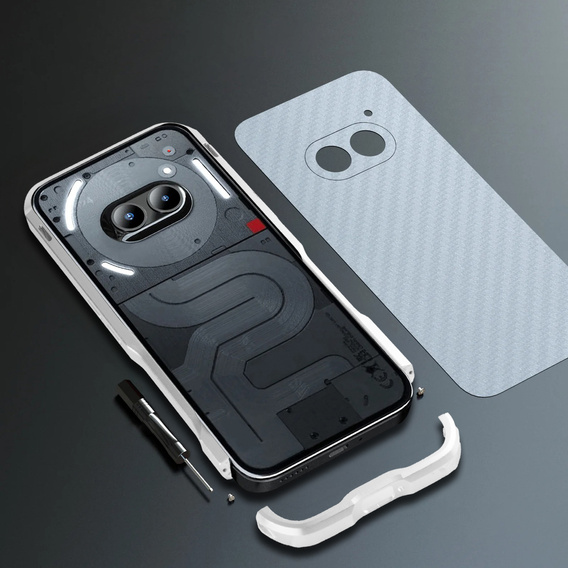 Puzdro LUPHIE pre Nothing Phone 2a / 2a Plus, Armor Bumper, strieborné