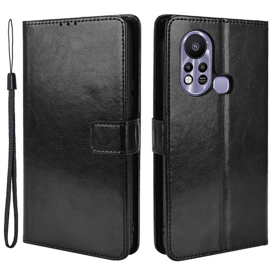 Klapkové puzdro pre Infinix Hot 11s, Crazy Horse Wallet, čierne