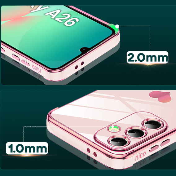 Puzdro pre Samsung Galaxy A26, Electro heart, ružové rose gold + sklo 9H