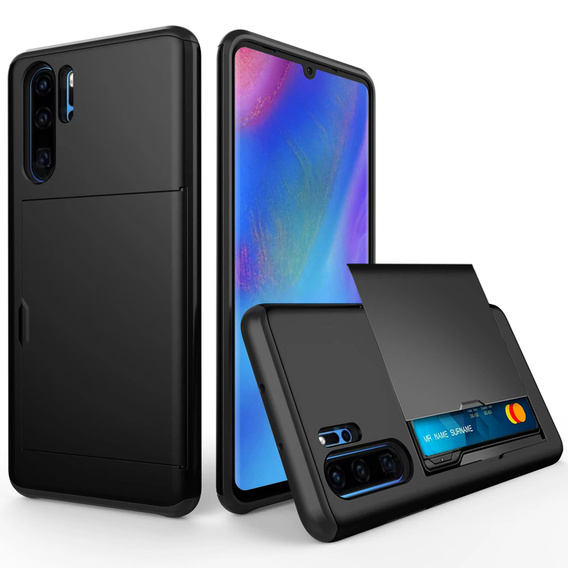 Obal na mobil pre Huawei P30 Pro, Sliding Card Holder, čierne