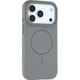 Silikónové puzdro pre iPhone 17 Pro, pre MagSafe, proti nárazom, sivé