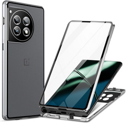 Puzdro pre OnePlus 12 5G, Magnetic Dual Glass, strieborné