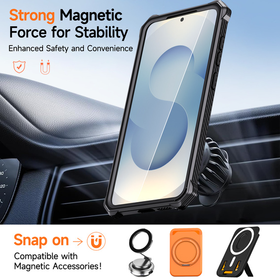 Ochranné puzdro kompatibilné s MagSafe so stojanom pre Samsung Galaxy S25 FE