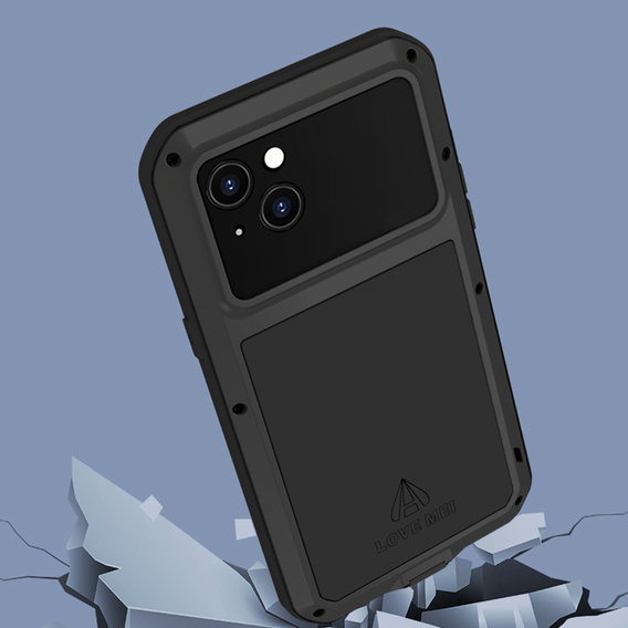 Love Mei Obal na mobil pre iPhone 14, armored with glass, čierne