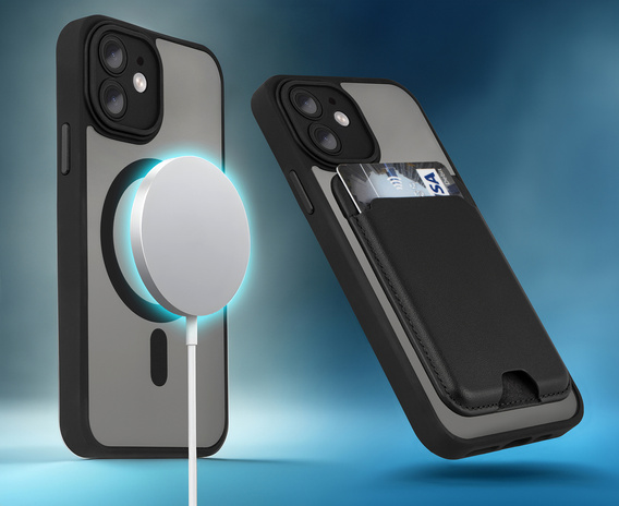 Puzdro pre iPhone 11, pre MagSafe, ERBORD Matt Case, čierny + sklo na displej