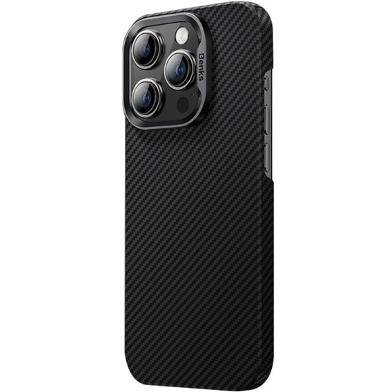 Puzdro BENKS Kevlar pre iPhone 15 Plus, Carbon Fiber, čierne