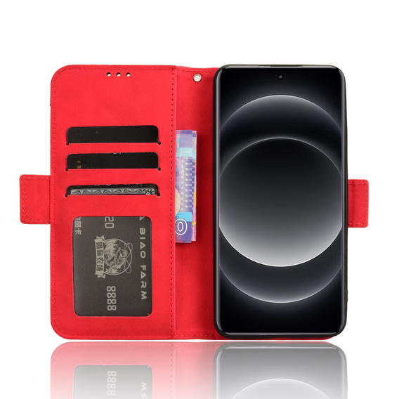 Klapkové puzdro pre Xiaomi 14 Ultra, Card Slot, červené