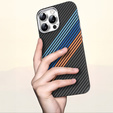 Puzdro pre iPhone 13 Pro, Carbon Fiber MagSafe, tmavomodré