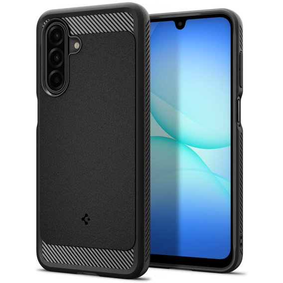 Puzdro Spigen pre Samsung Galaxy A16 4G/ 5G, Rugged Armor MagSafe, čierne + tvrdené sklo 9H