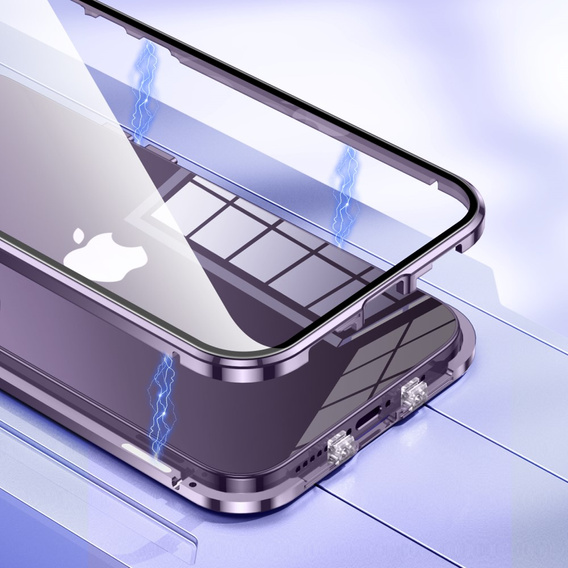 Puzdro pre iPhone 15, Magnetic Dual Glass, fialové