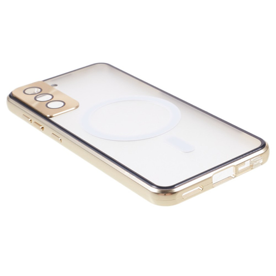Magnetické puzdro Dual Glass MagSafe pre Samsung Galaxy S21, zlaté