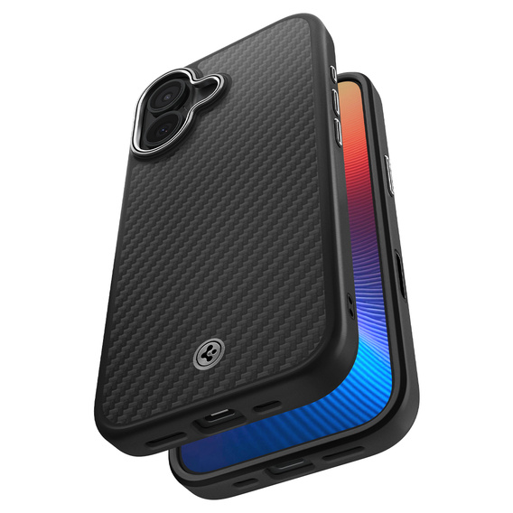 Spigen Enzo Aramid MagSafe puzdro pre iPhone 17, čierna / strieborná