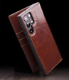 Flipové puzdro pre Samsung Galaxy S25 Ultra, QIALINO Leather Wallet, tmavohnedá