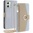 Flipové puzdro pre Motorola Moto G54 5G, Wallet Zipper Pocket, so zrkadlom, modré