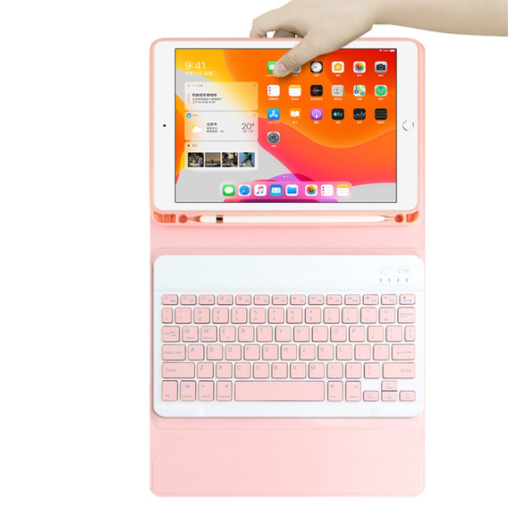 Puzdro + klávesnica iPad 10.2 7/8/9 gen 2019/2020/2021, Keyboard Cover Pen Slot, ružové rose gold