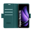 Puzdro pre Oppo Reno 13, ERBORD Glossy Litchi, flipová peňaženka, zelený