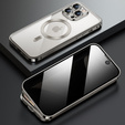 Puzdro pre iPhone 15 Pro Max, Privacy Dual Glass, pre MagSafe, strieborné