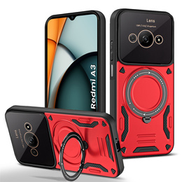 Pancierované puzdro pre Xiaomi Redmi A3, Magnetic Ring, červené