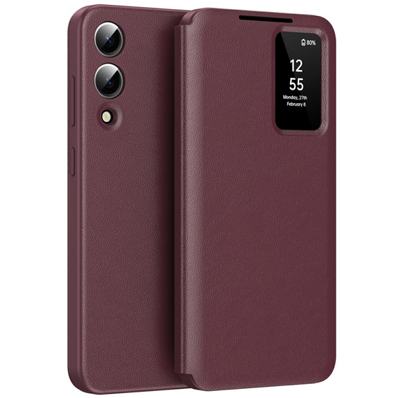 Flipové puzdro pre Samsung Galaxy S25 Edge, Smart View Wallet, bordové