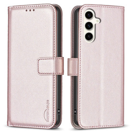 Klapkové puzdro pre Samsung Galaxy S23 FE, BINFEN Wallet, ružové rose gold + 9H sklo