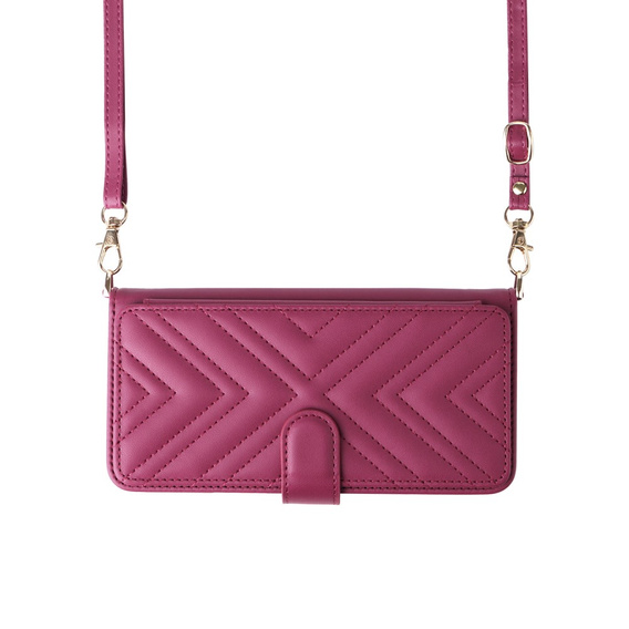 Puzdro s chlopňou pre Realme 14 Pro+ 5G, Crossbody Leather Wallet, tmavoružová