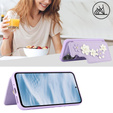 Puzdro pre Samsung Galaxy S23 FE, Leather Flower Card Slot, fialové