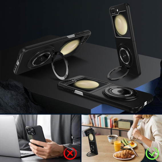 GKK puzdro pre Galaxy Z Flip 5 5G, rohy odolné proti pádu MagSafe, transparentné / fialové