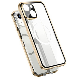 Magnetické puzdro Dual Glass MagSafe pre iPhone 14, zlaté