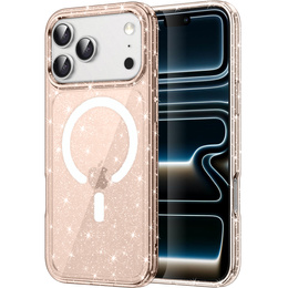 Puzdro pre iPhone 17 Pro Max, pre MagSafe, trblietavé - priesvitné zlaté