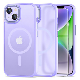 Puzdro pre iPhone 14, pre MagSafe, ERBORD Matt Case, fialový + sklo na displej