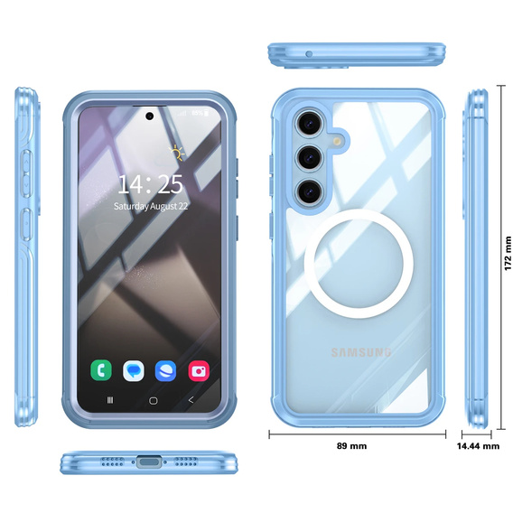 Puzdro pre Samsung Galaxy S25+ Plus, Shockproof, so sklom, pre MagSafe, modré