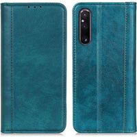 Obal na mobil pre Sony Xperia 1 V, Wallet Litchi Leather, zelený