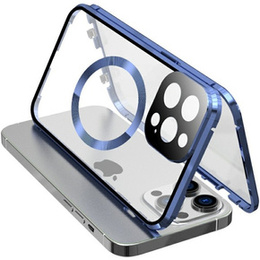 Magnetické puzdro Dual Glass MagSafe pre iPhone 15 Plus, modré