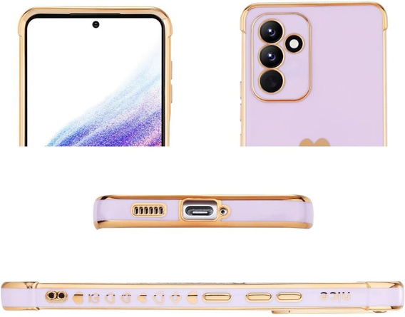 Puzdro pre Samsung Galaxy A55 5G, Electro heart, fialové + Full Glue Ceramic Glass