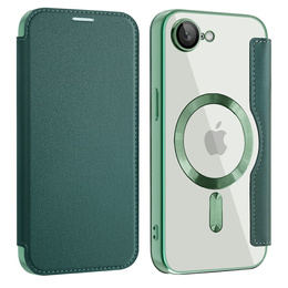 Klapkové puzdro pre iPhone 16E, RFID Wallet MagSafe CamShield, zelený
