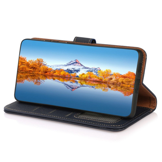 KHAZNEH RFID puzdro pre Xiaomi Poco F6 Pro, Litchi Texture, modré