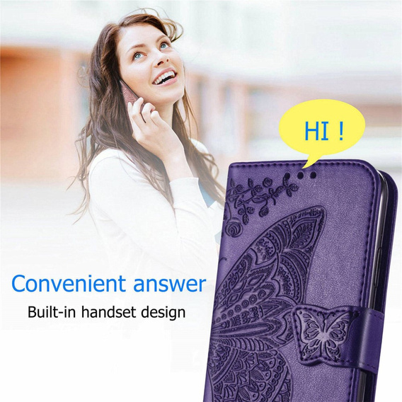 Klapkové puzdro pre Motorola Moto G32, Butterfly, fialové