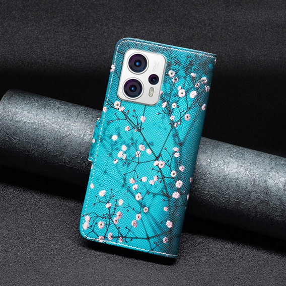 Klapkové puzdro pre Motorola Moto G53 5G / G23 / G13, Wallet, Sakura, modré
