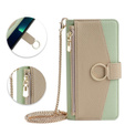 Flipové puzdro pre Motorola Edge 40 Neo 5G, Wallet Zipper Pocket, so zrkadlom, zelený