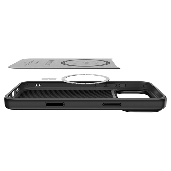 Spigen Enzo Aramid MagSafe puzdro pre iPhone 17 Pro, čierne