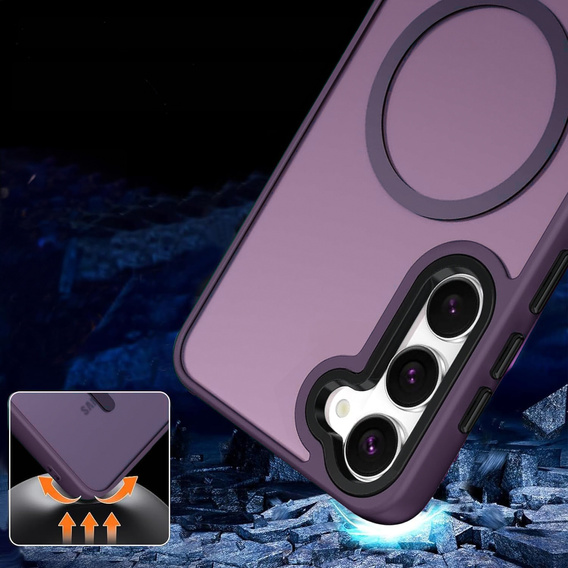 Puzdro pre Samsung Galaxy S21 FE, pre MagSafe, ERBORD Matt Case, tmavo fialová + sklo na displej