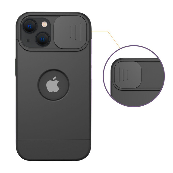Puzdro ERBORD MagSafe Cam Slider, čierne + sklo na displej pre iPhone 13 / iPhone 14