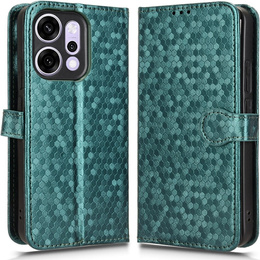 Klopové puzdro pre Oppo Reno 14, Wallet Rhombus, zelené