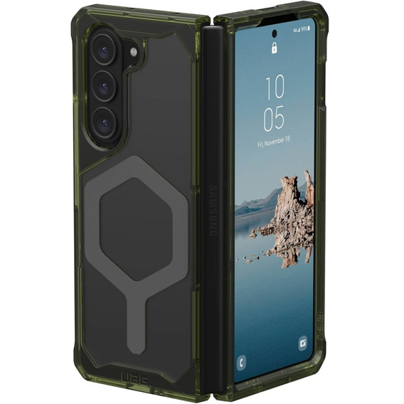 Urban Armor Gear Obal na mobil pre Galaxy Z Fold 5 5G, Plyo MagSafe, transparentné / zelené