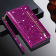 Klapkové puzdro pre Samsung Galaxy A36 5G, Wallet Zipper Pocket Glittery, fialové